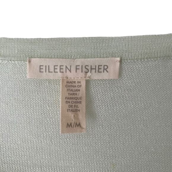 Eileen Fisher NWOTs Light Green Celery Organic Linen Asymetric Knit Top medium - Picture 3 of 7